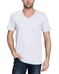 weißes T-Shirt mit einem V-Ausschnitt von BLEND