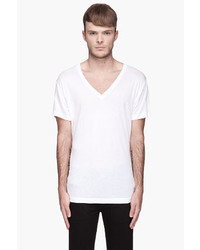 weißes T-Shirt mit einem V-Ausschnitt von BLK DNM
