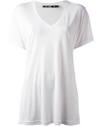 weißes T-Shirt mit einem V-Ausschnitt von BLK DNM