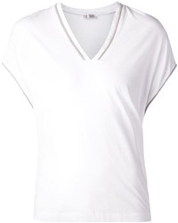 weißes T-Shirt mit einem V-Ausschnitt von Brunello Cucinelli