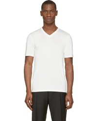 weißes T-Shirt mit einem V-Ausschnitt von Burberry