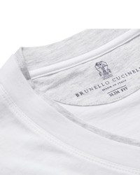 weißes T-Shirt mit einem V-Ausschnitt von Brunello Cucinelli