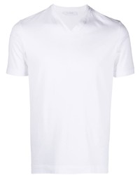 weißes T-Shirt mit einem V-Ausschnitt von Cruciani