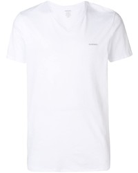 weißes T-Shirt mit einem V-Ausschnitt von Diesel