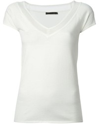 weißes T-Shirt mit einem V-Ausschnitt von Donna Karan