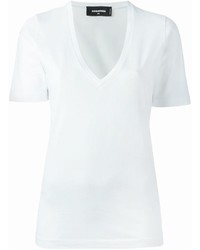 weißes T-Shirt mit einem V-Ausschnitt von Dsquared2