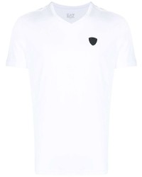 weißes T-Shirt mit einem V-Ausschnitt von Ea7 Emporio Armani