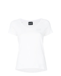 weißes T-Shirt mit einem V-Ausschnitt von Ea7 Emporio Armani
