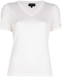 weißes T-Shirt mit einem V-Ausschnitt von Giorgio Armani