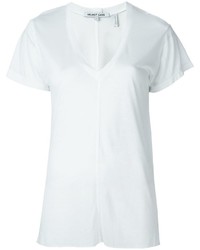 weißes T-Shirt mit einem V-Ausschnitt von Helmut Lang
