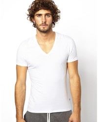 weißes T-Shirt mit einem V-Ausschnitt von Hom