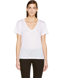 weißes T-Shirt mit einem V-Ausschnitt von J Brand