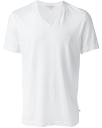weißes T-Shirt mit einem V-Ausschnitt von James Perse
