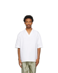 weißes T-Shirt mit einem V-Ausschnitt von Jil Sander