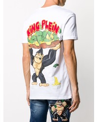 weißes T-Shirt mit einem V-Ausschnitt von Philipp Plein