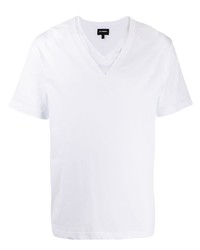 weißes T-Shirt mit einem V-Ausschnitt von Les Hommes