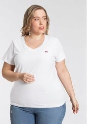 weißes T-Shirt mit einem V-Ausschnitt von Levi's Plus