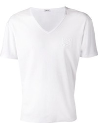 weißes T-Shirt mit einem V-Ausschnitt von Loewe