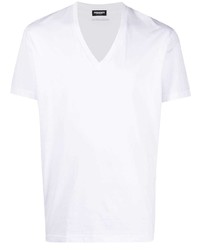 weißes T-Shirt mit einem V-Ausschnitt von DSQUARED2