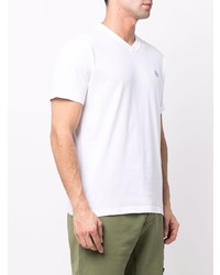 weißes T-Shirt mit einem V-Ausschnitt von Stone Island