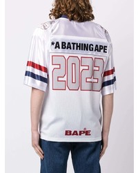 weißes T-Shirt mit einem V-Ausschnitt von A Bathing Ape