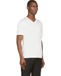 weißes T-Shirt mit einem V-Ausschnitt von Burberry