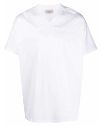 weißes T-Shirt mit einem V-Ausschnitt von Low Brand