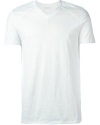 weißes T-Shirt mit einem V-Ausschnitt von Paolo Pecora