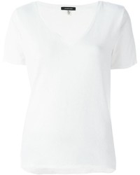 weißes T-Shirt mit einem V-Ausschnitt von R 13