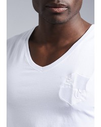 weißes T-Shirt mit einem V-Ausschnitt von Sir Charles