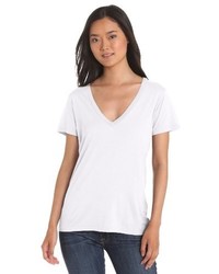 weißes T-Shirt mit einem V-Ausschnitt von Splendid