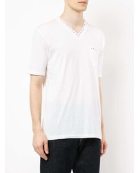 weißes T-Shirt mit einem V-Ausschnitt von Loveless