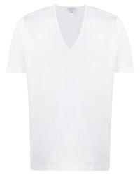 weißes T-Shirt mit einem V-Ausschnitt von Sunspel