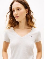 weißes T-Shirt mit einem V-Ausschnitt von Tommy Jeans