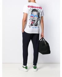 weißes T-Shirt mit einem V-Ausschnitt von DSQUARED2