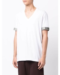 weißes T-Shirt mit einem V-Ausschnitt von DSQUARED2