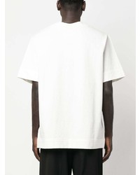 weißes T-Shirt mit einem V-Ausschnitt von Jil Sander