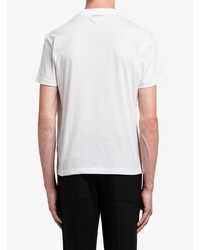 weißes T-Shirt mit einem V-Ausschnitt von Prada
