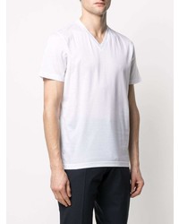 weißes T-Shirt mit einem V-Ausschnitt von La Fileria For D'aniello