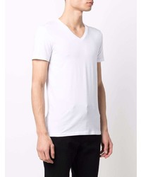 weißes T-Shirt mit einem V-Ausschnitt von Zegna