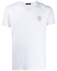 weißes T-Shirt mit einem V-Ausschnitt von Versace