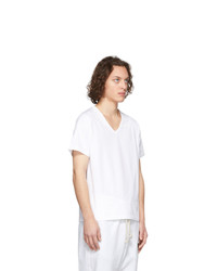 weißes T-Shirt mit einem V-Ausschnitt von Maison Margiela