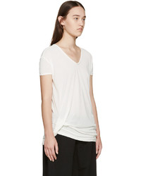 weißes T-Shirt mit einem V-Ausschnitt von Rick Owens