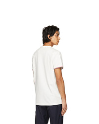 weißes T-Shirt mit einem V-Ausschnitt von Moncler
