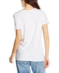 weißes T-Shirt mit einem V-Ausschnitt von Wrangler