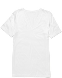 weißes T-Shirt mit einem V-Ausschnitt von Zimmerli
