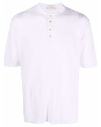 weißes T-shirt mit einer Knopfleiste mit Chevron-Muster von Altea
