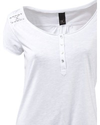 weißes T-shirt mit einer Knopfleiste von B.C. BEST CONNECTIONS by Heine