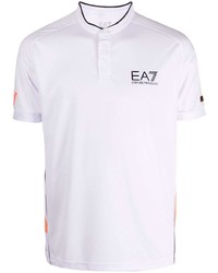 weißes T-shirt mit einer Knopfleiste von Ea7 Emporio Armani