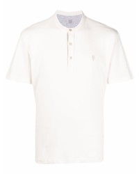 weißes T-shirt mit einer Knopfleiste von Eleventy